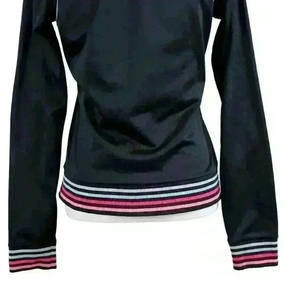 VINTAGE Y2K Hurley Black Zip Up Jacket w/Rainbow Waistband and Cuffs Size Medium - Picture 7 of 10